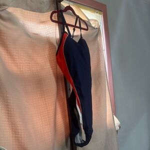 Speedo Blue and Red Swimsuit with White Trim